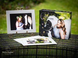Printed portrait box with easel and card mounted prints